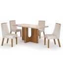 Ver imagem 2 de Mesa de Jantar Dora 120x80 Vidro 40mm Cinamomo Off White com Kit 4 Cadeiras Veludo Palha - Valdemóve
