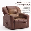 Ver imagem 3 de Poltrona do Papai Reclinável com Massageador Courino Conforto Premium - Marrom