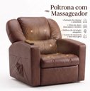 Ver imagem 3 de Poltrona do Papai Reclinável com Massageador Courino Conforto Premium - Marrom