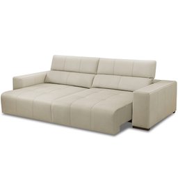 Sofá Retrátil Reclinável para Sala 3 Lugares 230cm Bari L06 Couro Off White - Lyam Decor - 1