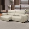 Sofá Retrátil Reclinável para Sala 3 Lugares 230cm Bari L06 Couro Off White - Lyam Decor - 4
