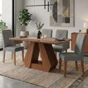 Ver imagem 2 de Mesa de Jantar Agata Mdf com 4 Cadeiras Estofadas Linho Grafite Molci