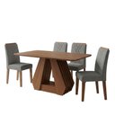 Ver imagem 1 de Mesa de Jantar Agata Mdf com 4 Cadeiras Estofadas Linho Grafite Molci