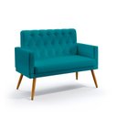 Ver imagem 2 de Kit Poltrona Namoradeira e Poltrona Vega com Capitonê Suede Azul Turquesa Aradecor