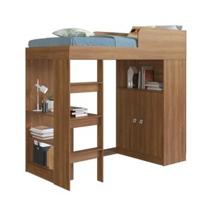 Cama Alta Multifuncional com Armário e Escrivaninha San Francisco Cm098 Art In Móveis-nogal