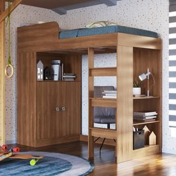 Cama Alta Multifuncional com Armário e Escrivaninha San Francisco Cm098 Art In Móveis-nogal - 5