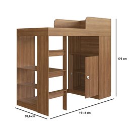 Cama Alta Multifuncional com Armário e Escrivaninha San Francisco Cm098 Art In Móveis-nogal - 3