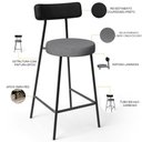 Ver imagem 4 de Kit 02 Banquetas Baixa Cozinha Jantar Milão L02 Couríssimo Preto Linho Cinza Escuro - lyam decor
