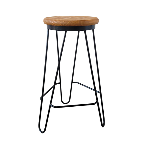 Banqueta Média para Cozinha Bar Balcão Bistrô Mesa Hairpin:madeira