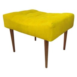 Kit 2 Puffs Decorativo Requinte Capitonê Suede Amarelo - 6
