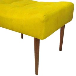 Kit 2 Puffs Decorativo Requinte Capitonê Suede Amarelo - 7