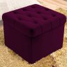 Kit 2 Puffs Baú Capitonê Quadrado Suede Vinho - 6