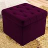 Kit 2 Puffs Baú Capitonê Quadrado Suede Vinho - 4