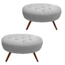 Ver imagem 5 de Kit 2 Puffs Classic Oval Pés Palito Capitonê Suede Cinza