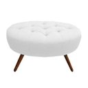 Ver imagem 4 de Kit 2 Puffs Classic Oval Pés Palito Capitonê Suede Branco