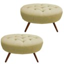Ver imagem 4 de Kit 2 Puffs Classic Oval Pés Palito Capitonê Suede Bege
