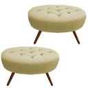 Ver imagem 1 de Kit 2 Puffs Classic Oval Pés Palito Capitonê Suede Bege