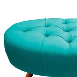 Kit 2 Puffs Classic Oval Pés Palito Capitonê Suede Azul Tiffany - 2