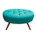Ver imagem 4 de Kit 2 Puffs Classic Oval Pés Palito Capitonê Suede Azul Tiffany