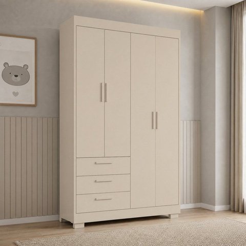 Guarda-Roupa para Quarto de Bebê Zaki | Areia Fosco 100% MDF