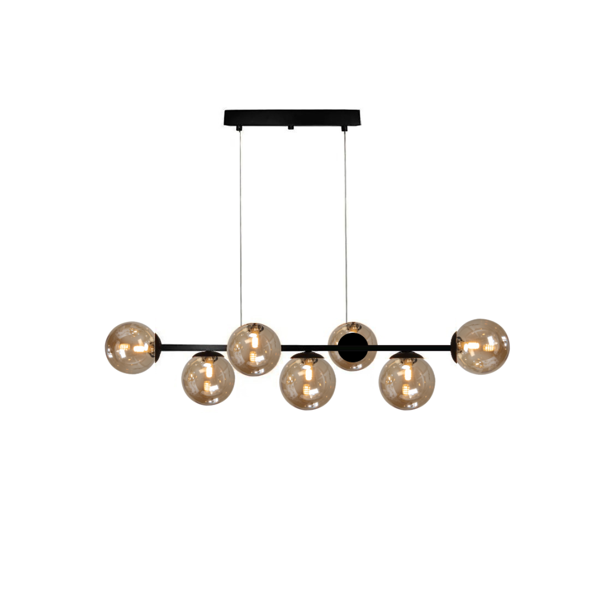 Pendente Jabuticaba Preto 1,20m Mesa Sala de Jantar Bancada Arevo Iluminação Fumê - 1