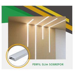 Perfil Sobrepor Para Fita Led 1 Metro Alumínio Difusor Leitoso - 2