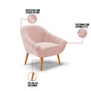 Ver imagem 6 de Kit 01 Namoradeira 02 Lugares e 01 Poltrona Giovana Veludo Rose Pés Palito Castanho - D’Rossi