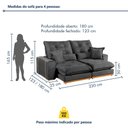 Ver imagem 4 de Sofa Retratil e Reclinavel Milano 230cm Kc Rei de Casa Veludo Cinza