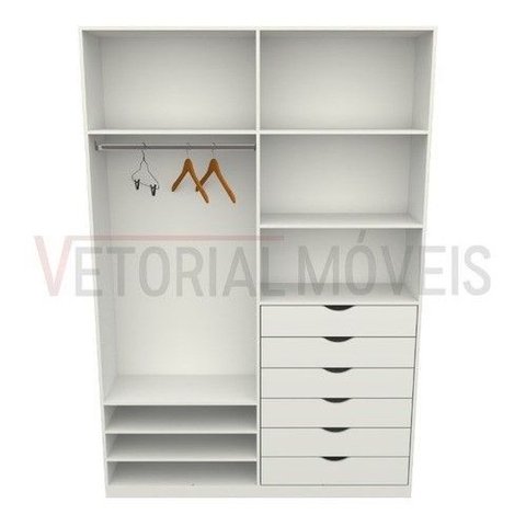 Armário Arara Gaveta Verônica M9 100% Mdf ( Sapato Roupa) Vetorial Móveis Branco