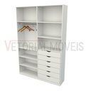 Ver imagem 3 de Armário Arara Gaveta Verônica M9 100% Mdf ( Sapato Roupa) Vetorial Móveis Branco