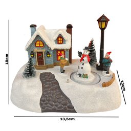 Enfeite Casinha Boneco de Neve Giratório com Som - 2