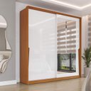 Ver imagem 1 de Guarda Roupa Casal com 2 Portas de Correr 2 Gavetas e Espelho 240849 Linha Porto Politorno Móveis