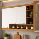 Ver imagem 1 de Armário Aéreo de Cozinha Burguesa 2 Portas 100% MDF Freijó/Branco - Nesher