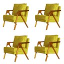 Ver imagem 1 de Kit 4 Poltronas Cadeira Mona Luxo Recepção - Veludo Amarelo