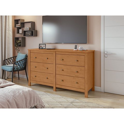 Comoda Horizontal Maggiore 6 Gavetas - Lp - Rei de Casa Amendoa Clean