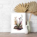 Ver imagem 2 de Quadro Decorativo Livro com Flores - Aquarela 33x24cm - com Vidro:moldura Branca