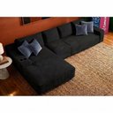 Ver imagem 1 de Sofá Evo 3,40m Molas Ensacadas com Chaise Lounge Esquerda Velourê Preto Cama Inbox