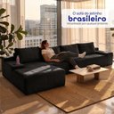 Ver imagem 6 de Sofá Evo 3,40m Molas Ensacadas com Chaise Lounge Esquerda Velourê Preto Cama Inbox