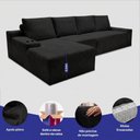 Ver imagem 3 de Sofá Evo 3,40m Molas Ensacadas com Chaise Lounge Esquerda Velourê Preto Cama Inbox