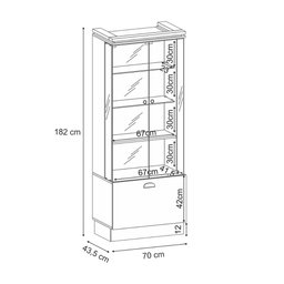 Cristaleira Aura Hb Móveis 2 Portas de Vidro 1 Gaveta Nature/Off White - 4 Cristaleira Aura Hb Móveis 2 Portas de Vidro 1 Gaveta Nature/Off White - 4