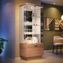 Ver imagem 1 de Cristaleira Aura Hb Móveis 2 Portas de Vidro 1 Gaveta Nature/Off White