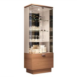 Cristaleira Aura Hb Móveis 2 Portas de Vidro 1 Gaveta Nature/Off White - 2 Cristaleira Aura Hb Móveis 2 Portas de Vidro 1 Gaveta Nature/Off White - 2