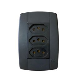 Kit 2 Conjunto 3 Tomadas Preta Monobloco 2p+t 20a 250v 4x2 - 2