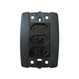 Kit 2 Conjunto 3 Tomadas Preta Monobloco 2p+t 20a 250v 4x2 - 3