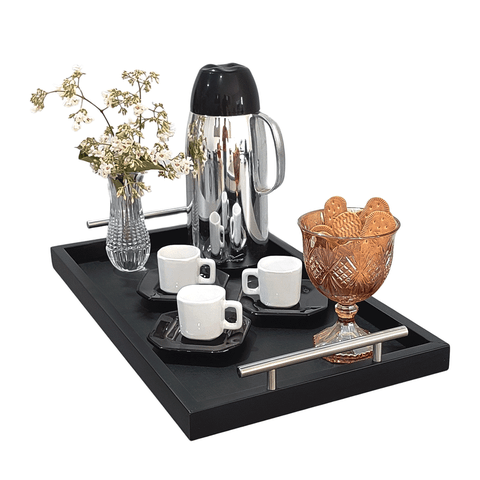 Bandeja Café Alças Bebidas Xícaras Bar Aparador Portátil Ambiente Escritório Recepção:bandeja Café a