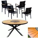 Ver imagem 1 de Jogo de Mesa 1,30m Zurick Madeira 4 Poltronas Corda Náutica Jantar Preto