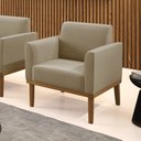 Ver imagem 2 de Poltrona Decorativa Isabella Pés Fixo em Madeira Castanho Suede Nude G19 - Gran Belo