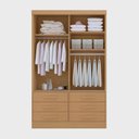 Ver imagem 3 de Guarda Roupa Roupeiro Meridian Plus 2 Portas 6 Gavetas com Espelho Cinamomo Off White - D'doro