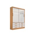 Ver imagem 2 de Guarda Roupa Roupeiro Meridian Plus 2 Portas 6 Gavetas com Espelho Cinamomo Off White - D'doro
