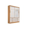 Guarda Roupa Roupeiro Meridian Plus 2 Portas 6 Gavetas com Espelho Cinamomo Off White - D'doro - 2